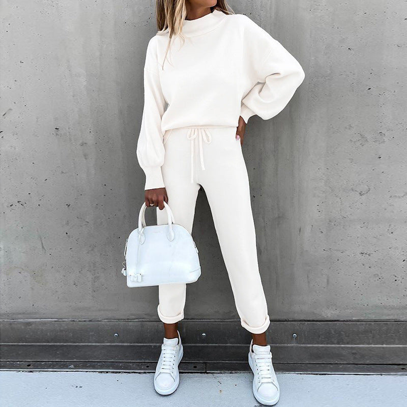 Kahlia relaxed two-piece lounge set in White, front view