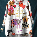 Clarano Brooks playful print blouse in Dog White, view 4