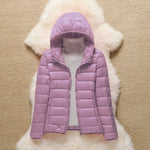Metta lilac hooded puffer jacket, view 2