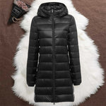 Helsa long black puffer jacket, view 2