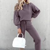 Kahlia relaxed two-piece lounge set in Purple-Grey, view 8