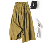 Audrey cropped wide-leg linen blend trousers in Olive Green, view 2
