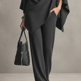 Seraphine draped top and wide-leg trouser set, view 9