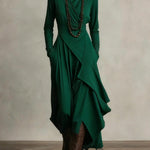 Natalie draped turtleneck knit dress in Green, view 10