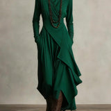Natalie draped turtleneck knit dress in Green, view 10