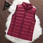 Isa dark red padded gilet, front view