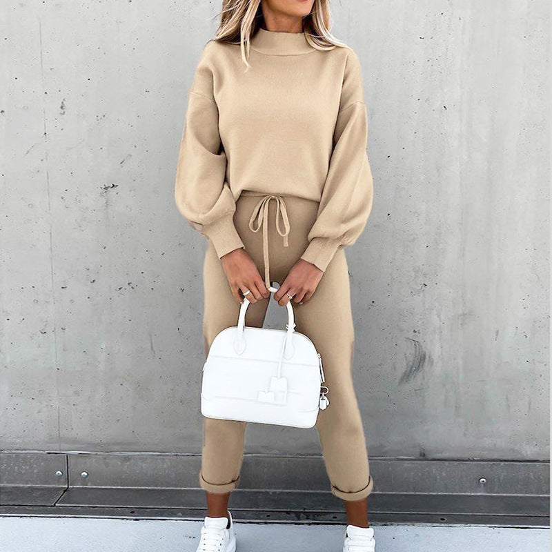 Kahlia relaxed two-piece lounge set in Khaki, view 7