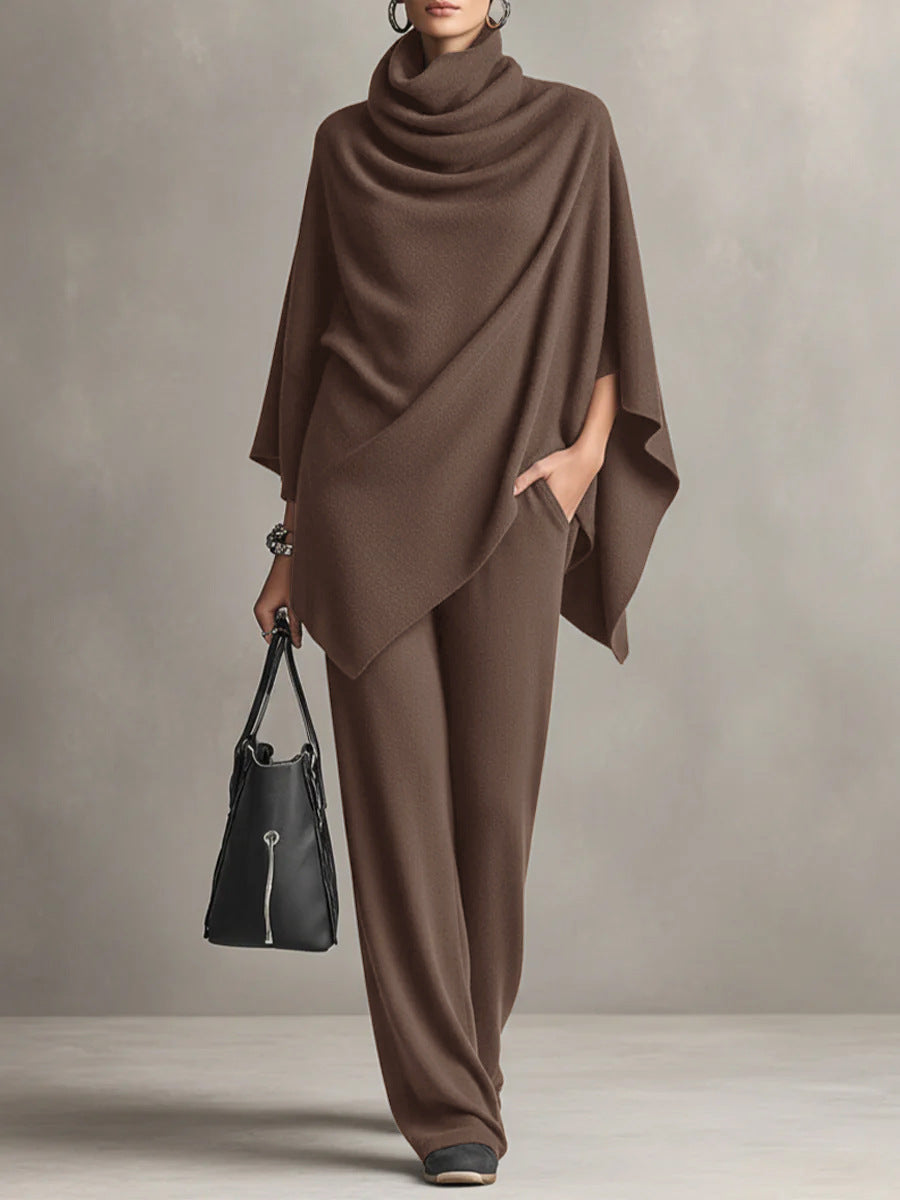 Seraphine draped top and wide-leg trouser set in Brown, view 6