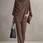 Seraphine draped top and wide-leg trouser set in Brown, view 6