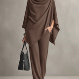 Seraphine draped top and wide-leg trouser set in Brown, view 6