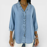 Heather ruffled blouse in Light Blue, view 5