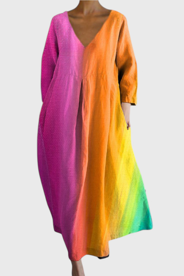 Isalinde V-neck dress in Orange, view 3