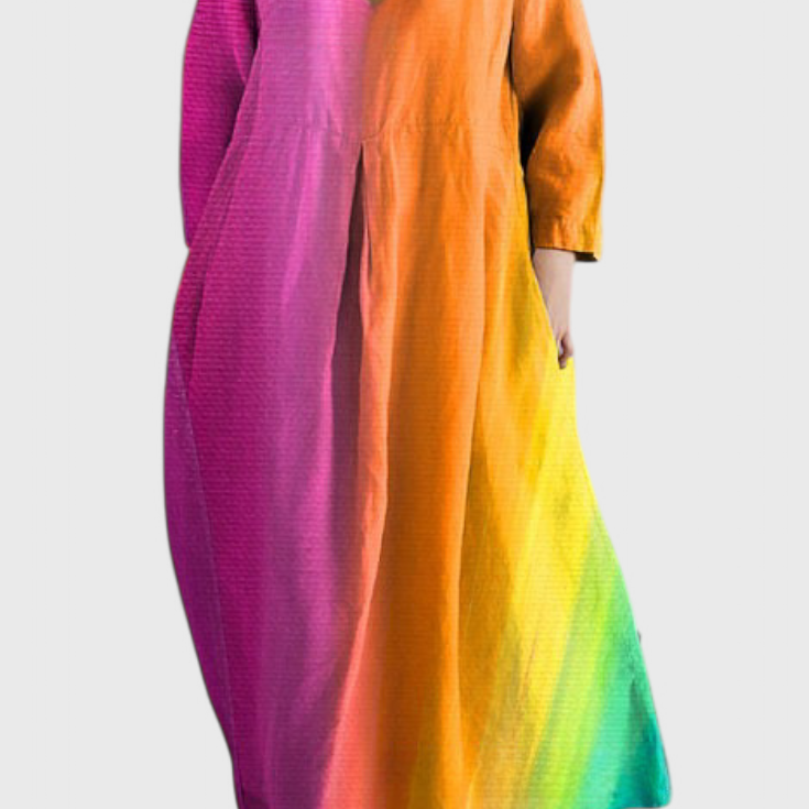 Isalinde V-neck dress in Orange, view 3