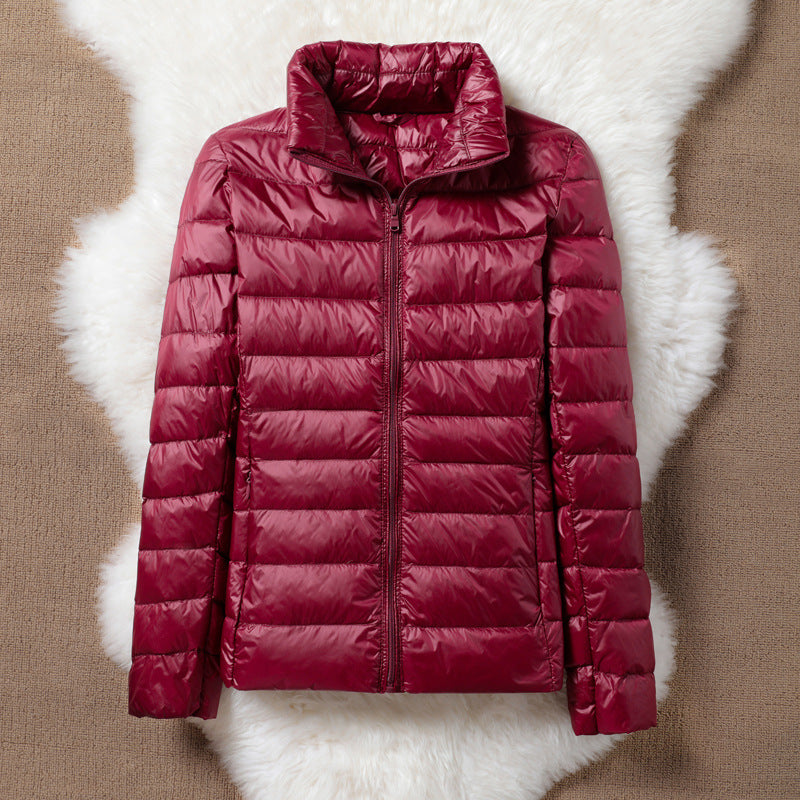 Ulla dark red puffer jacket, view 2