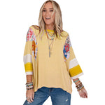 Bailey patchwork batwing top in Yellow, view 6