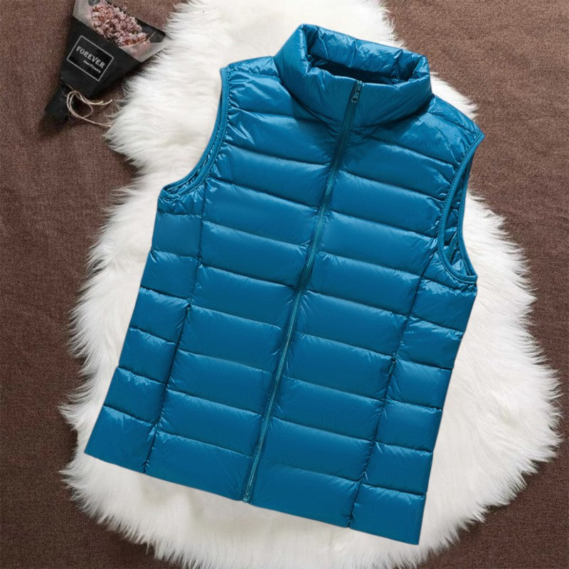 Isa sky blue padded gilet, front view