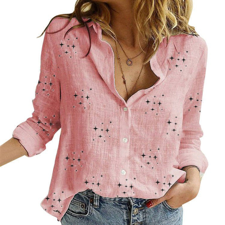Sophie classic printed blouse in Star Pink, view 4