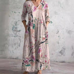 Caroline Floral Kaftan Dress in Pink, front view