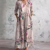 Caroline Floral Kaftan Dress in Pink, front view