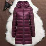 Helsa long purple puffer jacket, view 2