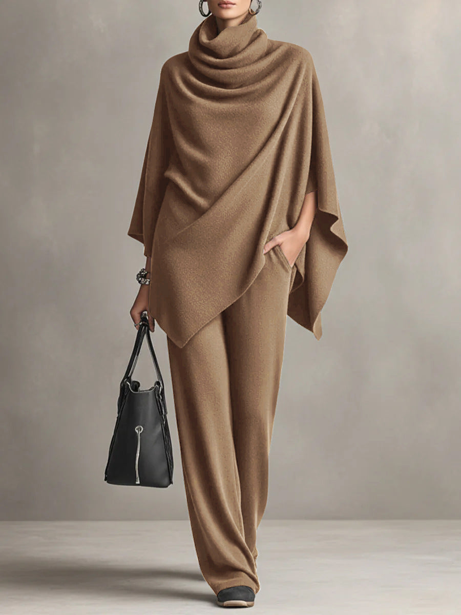 Seraphine draped top and wide-leg trouser set in Khaki, view 4