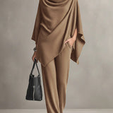Seraphine draped top and wide-leg trouser set in Khaki, view 4