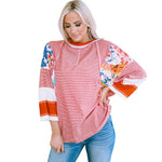 Bailey patchwork batwing top in Red, view 5