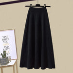 Xenia knitted A line maxi skirt in Black, view 4
