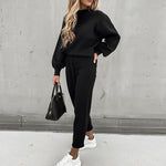 Kahlia relaxed two-piece lounge set in Black, view 5