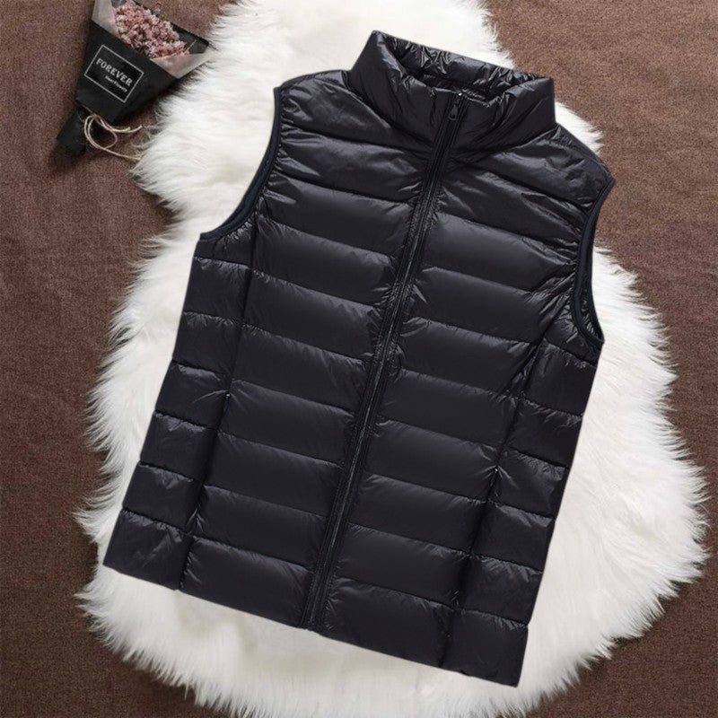 Isa black padded gilet, front view