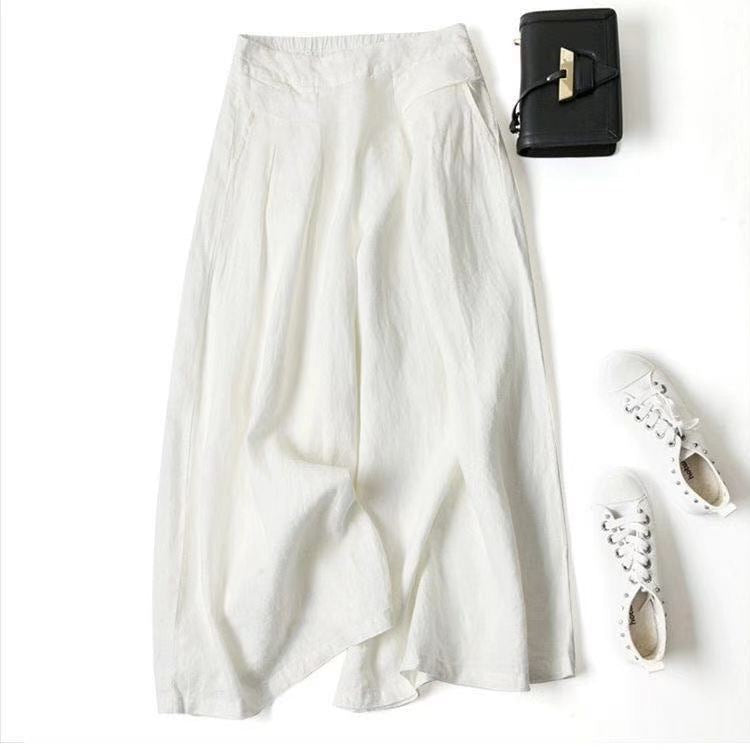 Audrey cropped wide-leg linen blend trousers in Crisp White, view 14