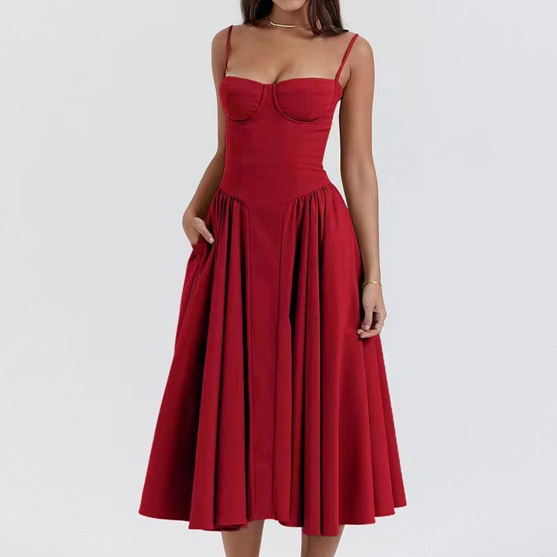 Rome corset midi dress in Red, view 19