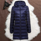 Helsa long navy puffer jacket, view 2
