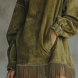 Amalia suede look dress with fringe hem, view 5