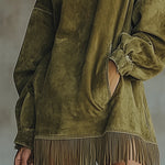 Darcie Suede Fringe Turtleneck Dress, view 6