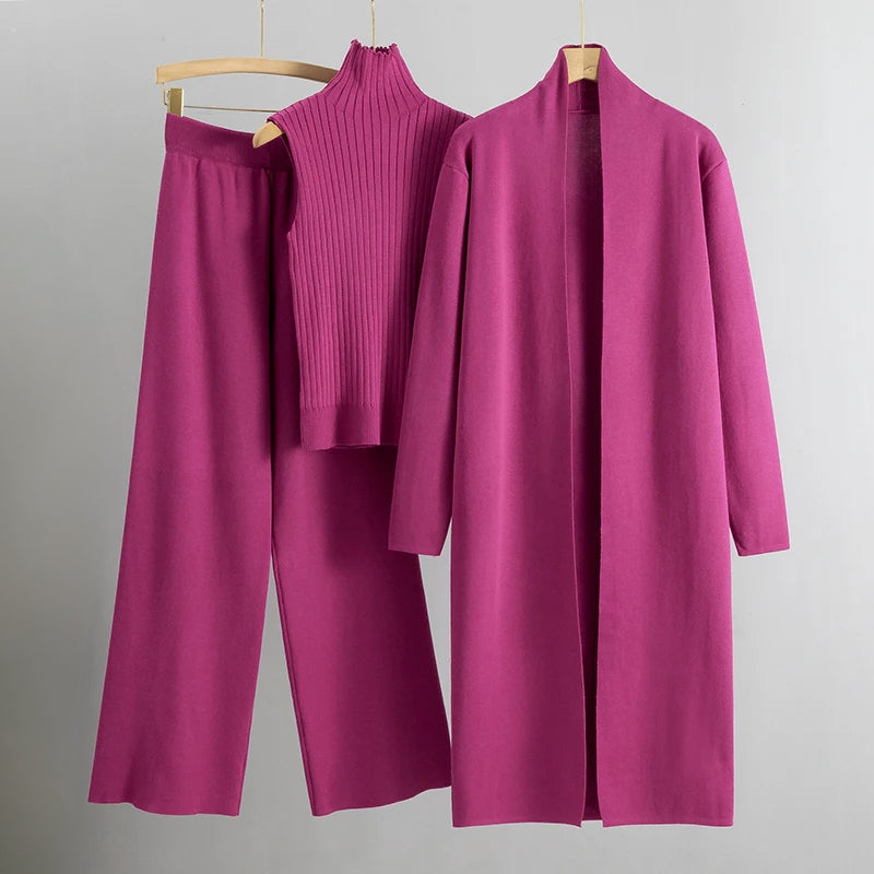 Linda three-piece cardigan, top and trouser set in Pink, view 8
