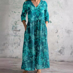 Marie floral maxi dress in Blue, front view