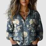Morena vintage printed blouse in Blue, view 3