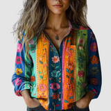 Morena vintage printed blouse in Multi Colour, view 4