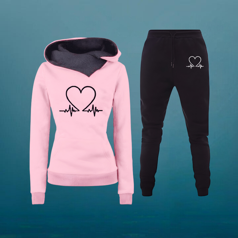 Amaya heartbeat loungewear set in Pink, front view