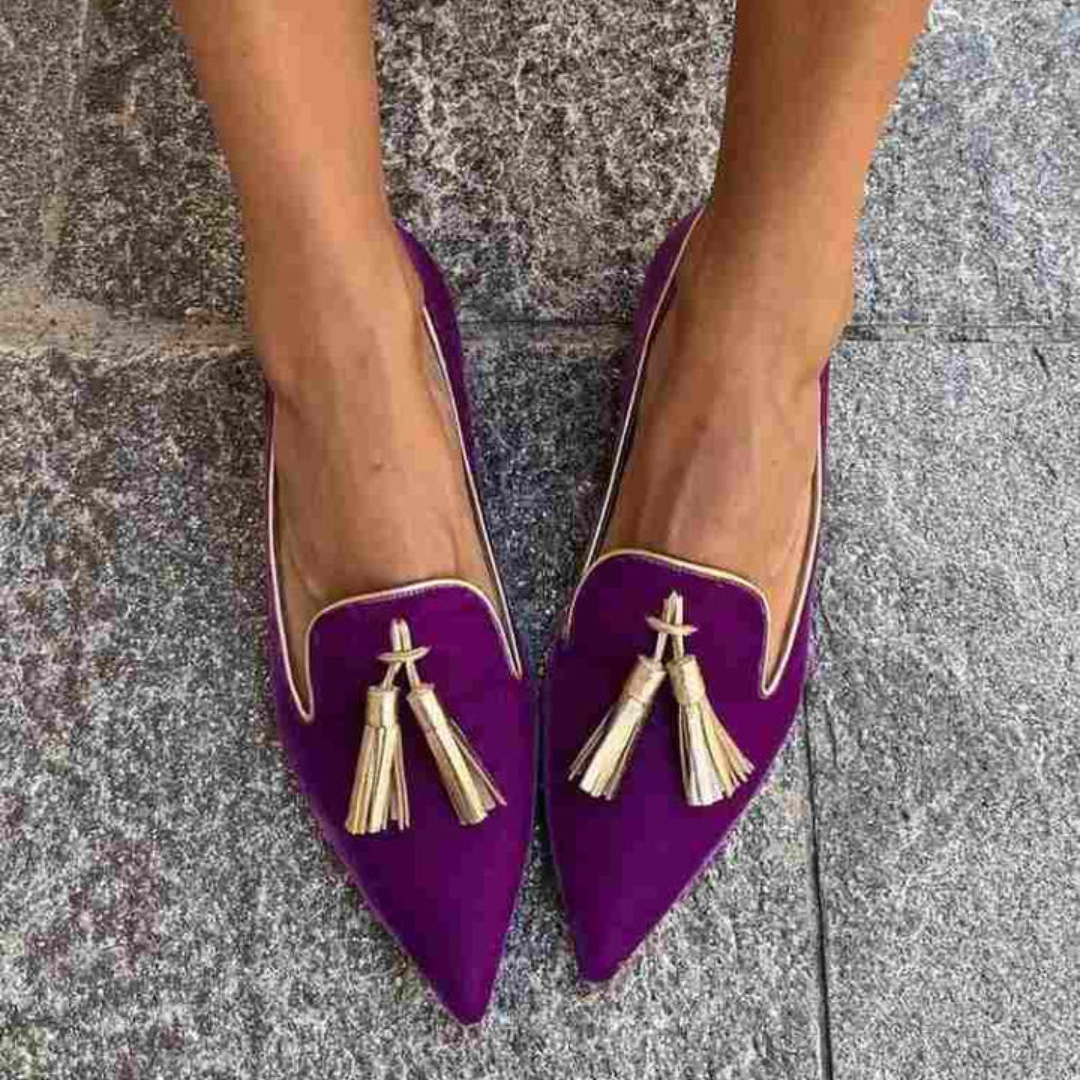 Portia plum tassel flats in Purple, view 2
