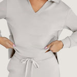 Freya polo collar lounge set in Grey, view 9