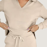 Freya polo collar lounge set in Khaki, view 11