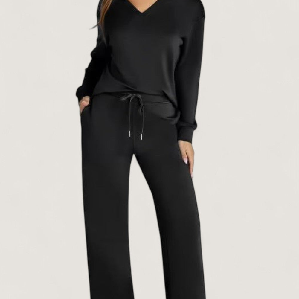 Freya polo collar lounge set, front view