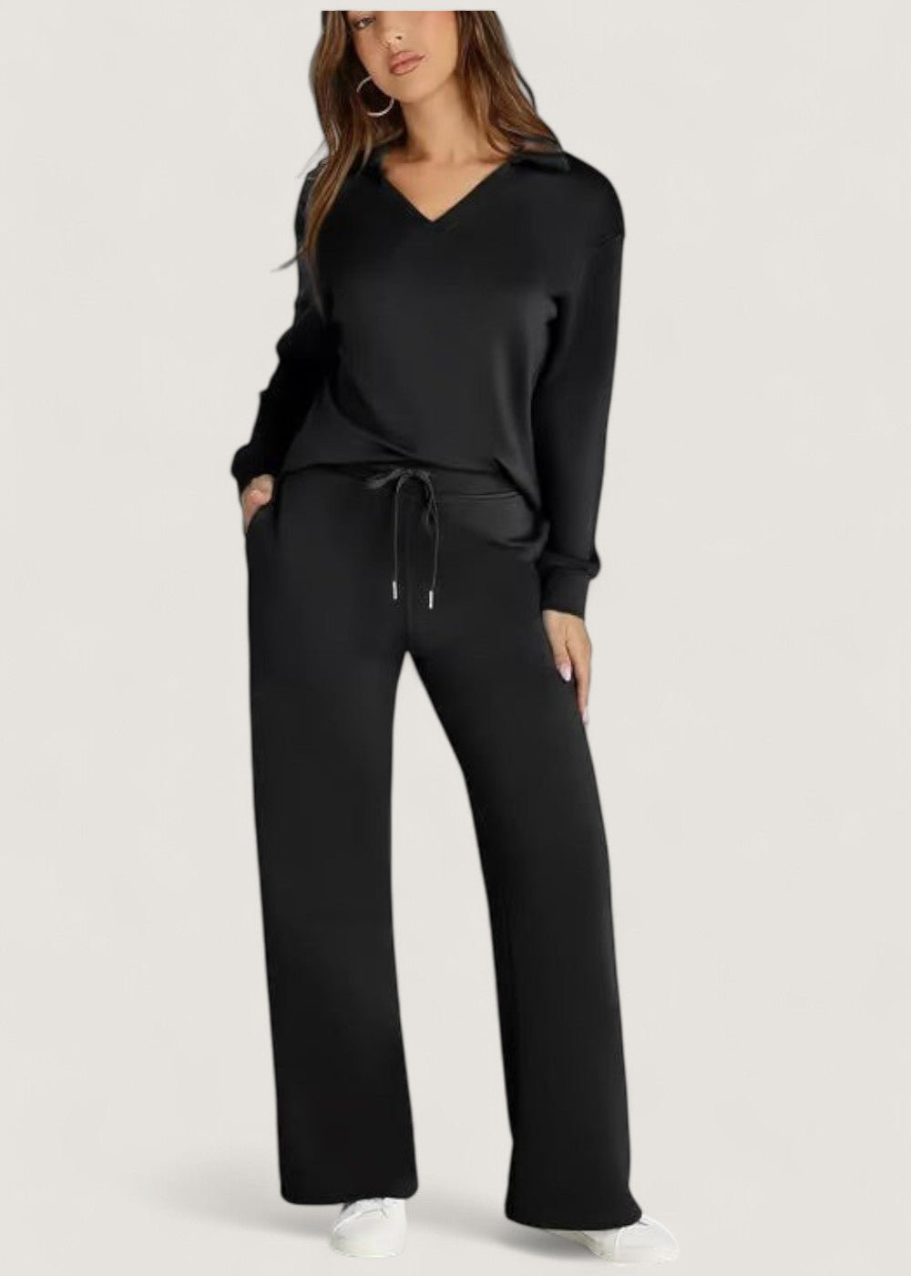 Freya polo collar lounge set, front view