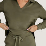 Freya polo collar lounge set in Olive Green, view 5