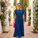 Seraphina pleated maxi dress in Blue, view 7