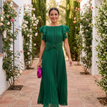 Seraphina pleated maxi dress in Green, view 8