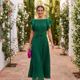 Seraphina pleated maxi dress in Green, view 8