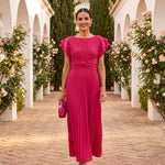 Seraphina pleated maxi dress in Pink, view 3
